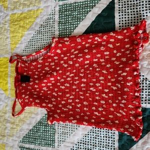 Hot Kiss Floral Print Strapless Smocked Top